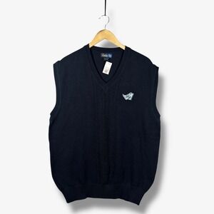 Vintage Catalina Bay Angels Knit Sweater Vest Mens XL Navy Blue Retro Grandpa